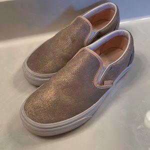 Pink sparkly Vans slip ons